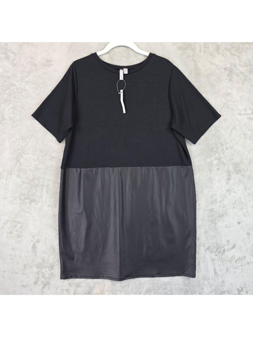 ASOS Dress Womens 12 Curve Black T-Shirt Colorblock Crew Neck Short Sleeve Shift